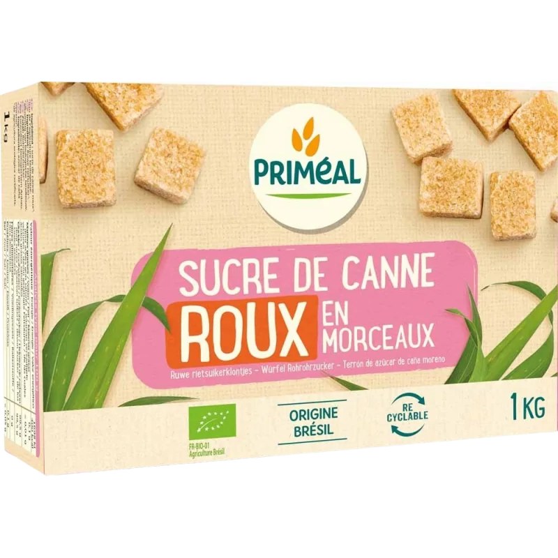 Priméal PRIMEAL SUCRE DE CANNE ROUX EN MORCEAUX 1 KG