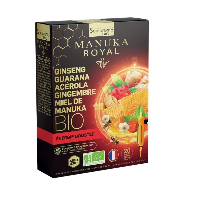 Santarome SANTAROME GINSENG GUARANA ACEROLA GINGEMBRE MIEL DE MANUKA 20 AMPOULES