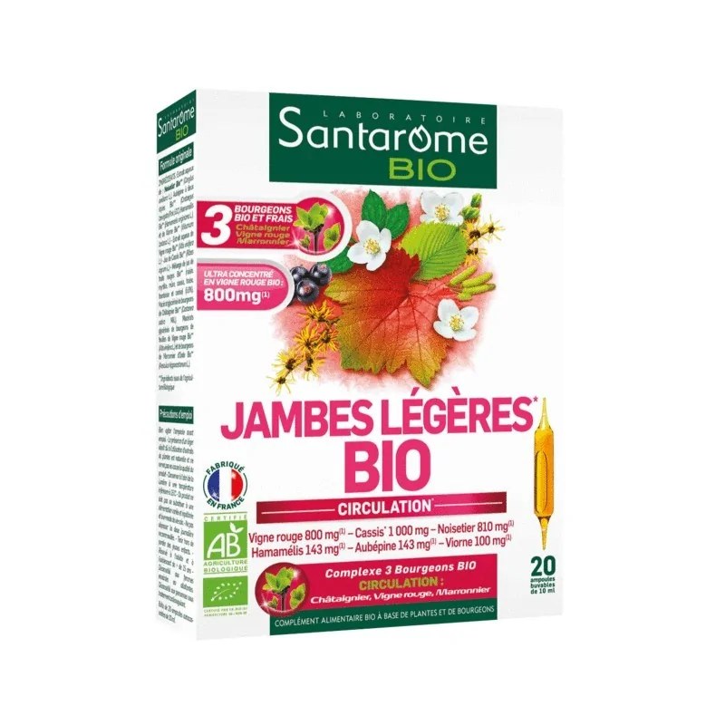 Santarome SANTAROME JAMBES LÉGÈRES BIO 20 AMPOULES