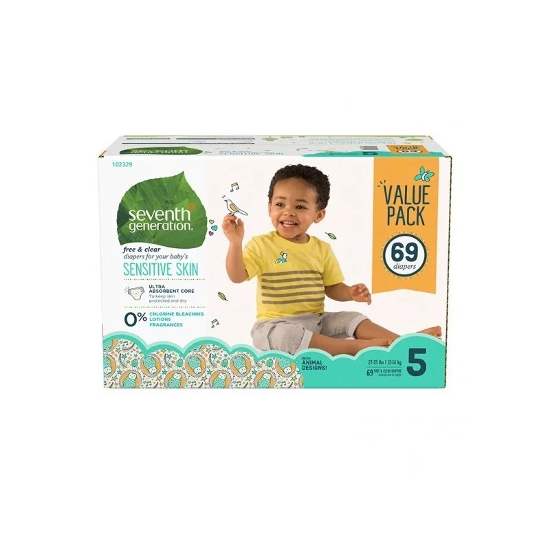Seventh Generation SEVENTH GENERATION  Couches bébé  Pure et simple, 3 pack, Stage 5, 69 Unites.