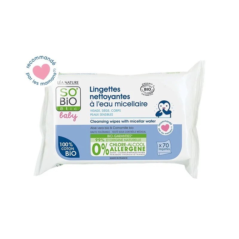 SO'BiO SO BIO Baby LINGETTES NETTOYANTES À L'EAU MICELLAIRE - 70