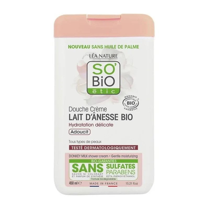 SO'BiO SO BIO DOUCHE CRÈME DOUCEUR ET SOIN AU LAIT D'ÂNESSE 450ML
