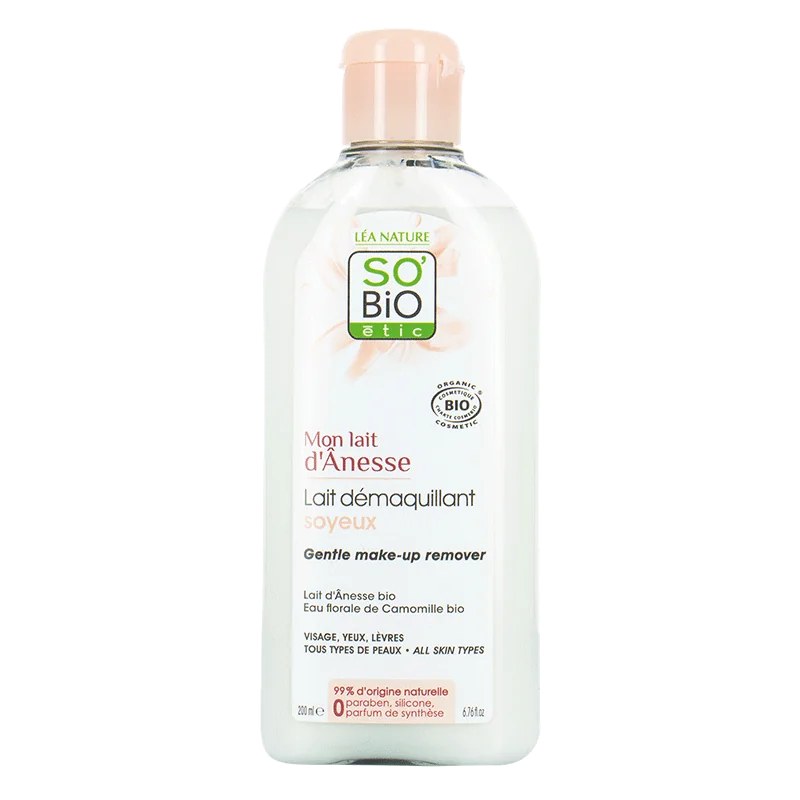 SO'BiO SO BIO LAIT DÉMAQUILLANT SOYEUX 200ml au lait d'anesse
