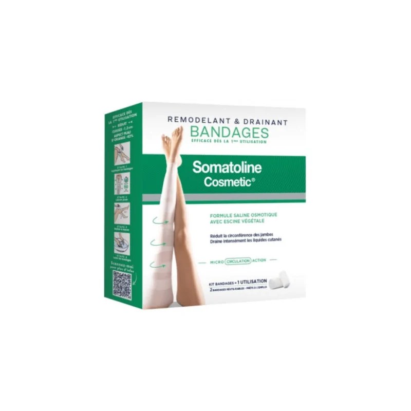 Somatoline Cosmetic SOMATOLINE BANDAGES RÉUTILISABLE REMODELANT DRAINANT KIT X2