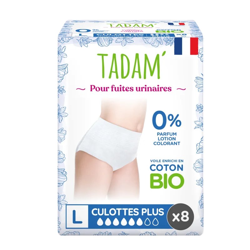 TADAM' TADAM' CULOTTES ECOLOGIQUES FUITES URINAIRES JETABLES TAILLE L 8U