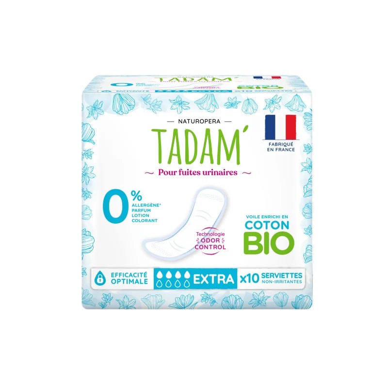 TADAM' TADAM' SERVIETTES ECOLOGIQUES FUITES URINAIRES EXTRA 10U