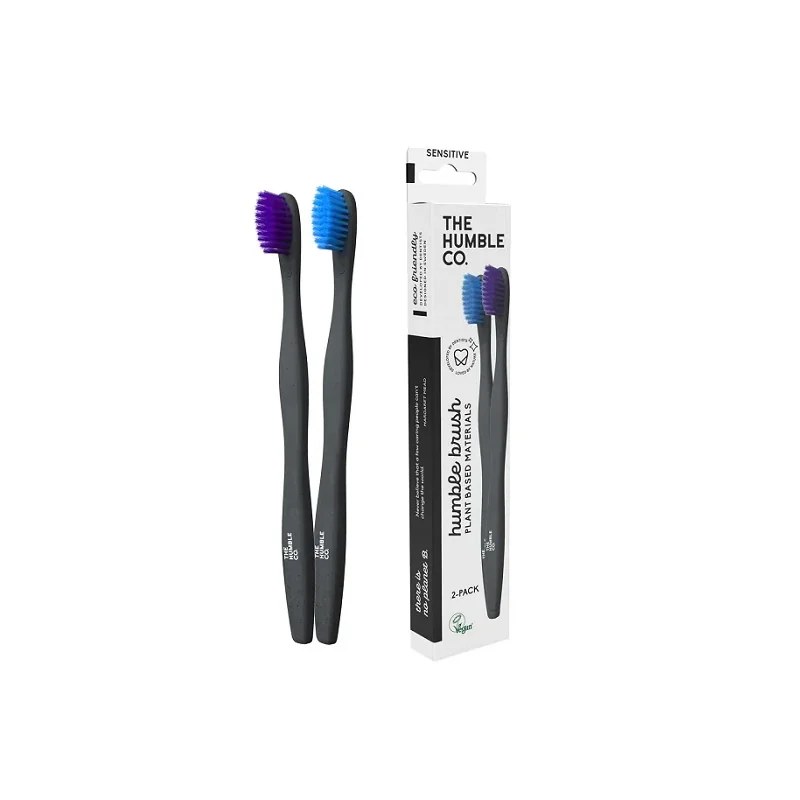 THE HUMBLE THE HUMBLE BROSSES À DENTS ÉCOLOGIQUE À BASE DE PLANTES  PACK DE 2 / COULEUR BLEUE / MAUVE