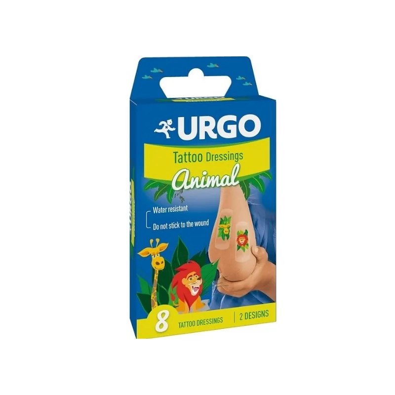 URGO Urgo – Animal Kids – Pansements enfant aux motifs amusants – Boîte de 8 pansements