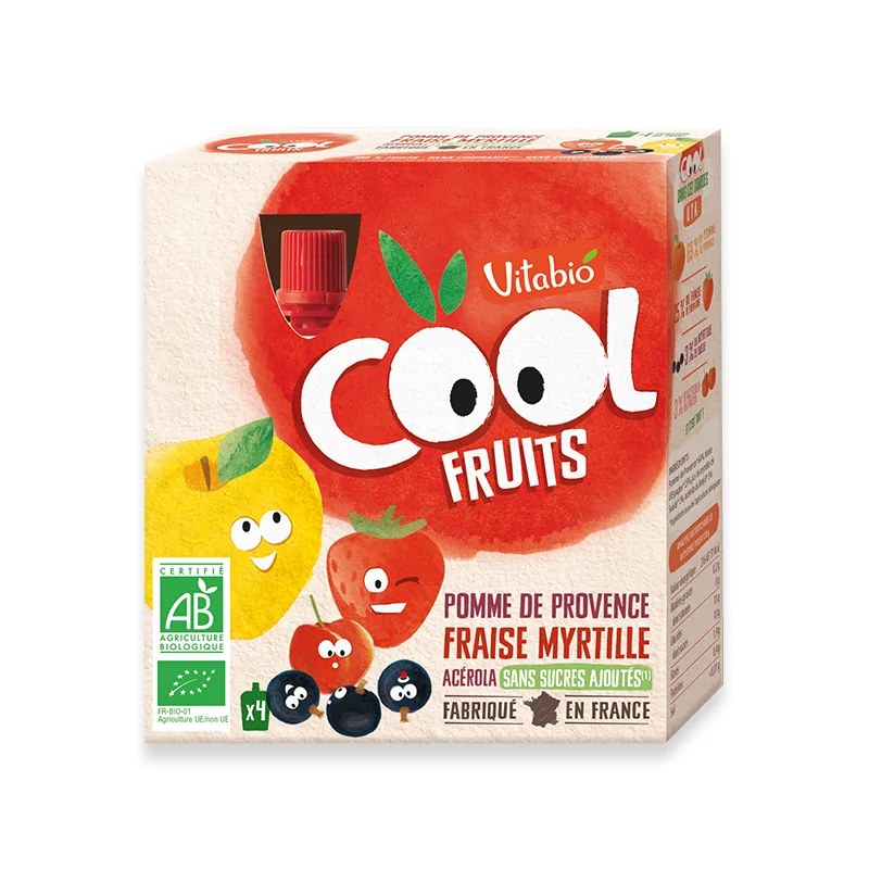 VITABIO VITABIO POMME FRAISE MYRTILLE ACEROLA 4 X 90 G